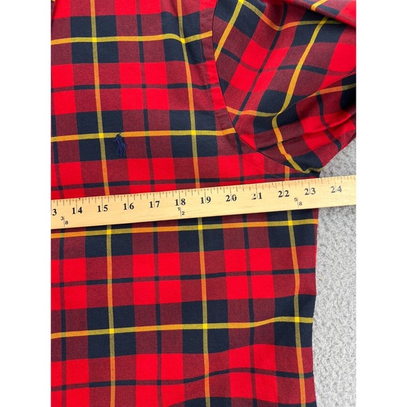 RALPH LAUREN Classic Fit Flannel Shirt Men Large Windowpane Plaid‎ Button Down - Picture 9 of 16